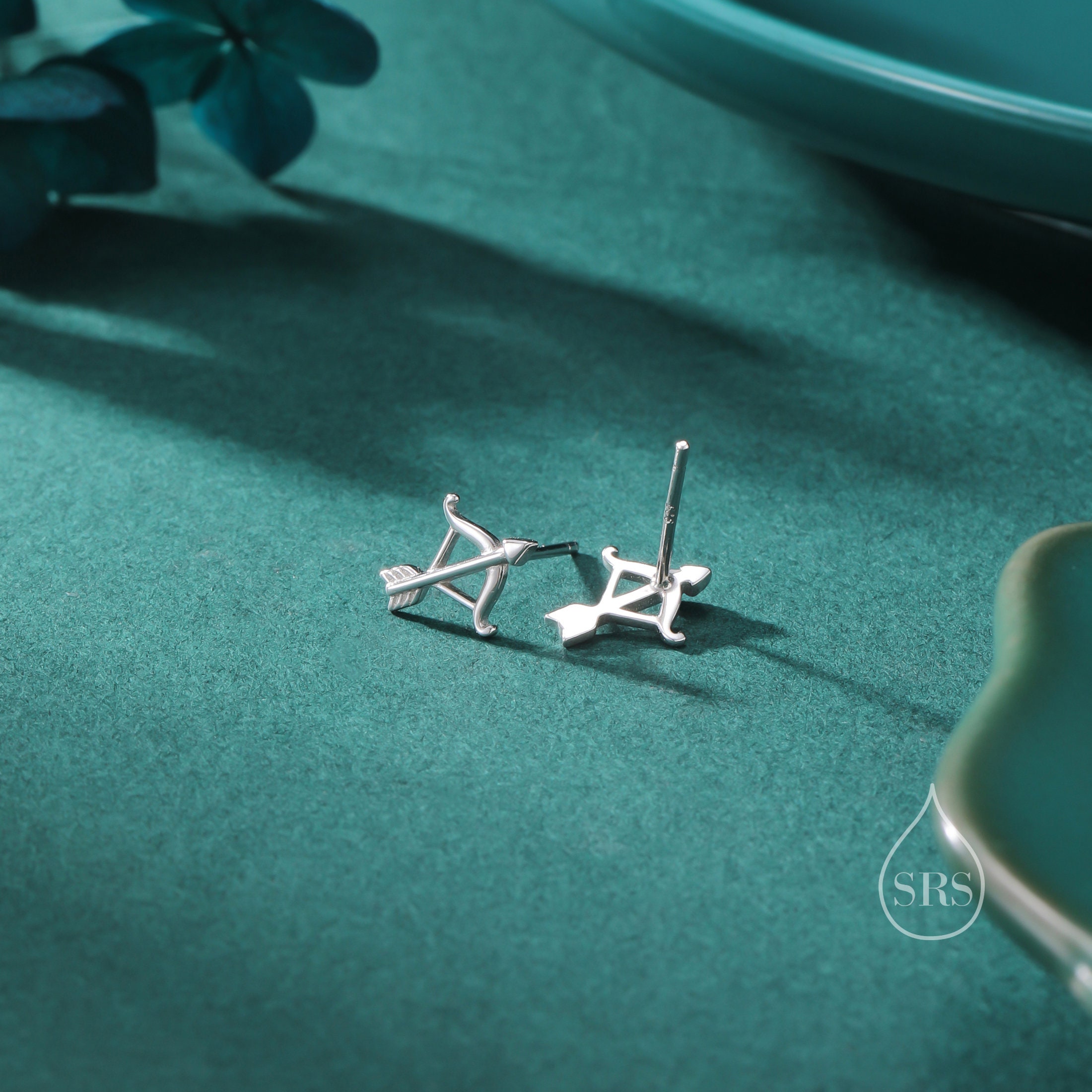 Bow and Arrow Stud Earrings in Sterling Silver, Silver or Gold or Rose Gold, Bow and Arrow Earrings