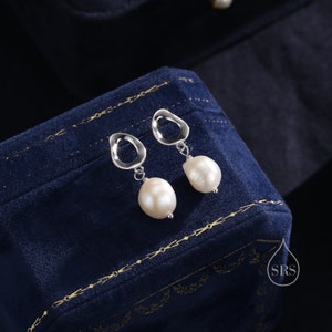 Genuine Fresh Water Pearl Drop Stud Earrings, Baroque Pearl, Sterling silver with 18ct Gold Plating, Contemporary Design image 8