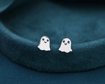 Cute Little Ghost Stud Earrings in Sterling Silver, Tiny Ghost Earrings