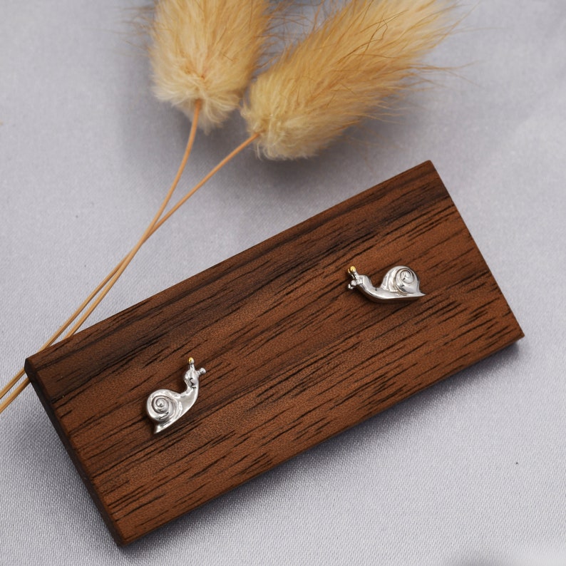 Snail Stud Earrings in Sterling Silver, Cute Snail Earrings, Silver Animal Earrings, Nature Inspired Jewellery image 1
