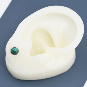 Natural Malachite Stone Stud Earrings in Sterling Silver 5mm Genuine Malachite Stud Earrings Semi Precious Gemstone image 8