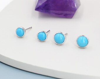 スターリングシルバー製、本物のターコイズ（カラー加工）スタッド