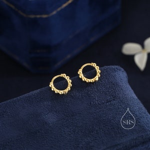 Sterling Silver Huggie Hoop Earrings, Pebble Circle Round Earrings, Minimalist Geometric Design L86 image 7