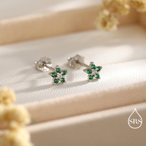 Mabina - Orecchini Con Fiore Verde Jasmine - Argento | Scintille Shop