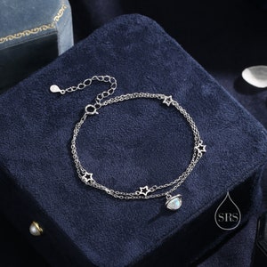 Double Layer Planet and Star Bracelet in Sterling Silver, Saturn and Star Bracelet, Planet Bracelet image 5