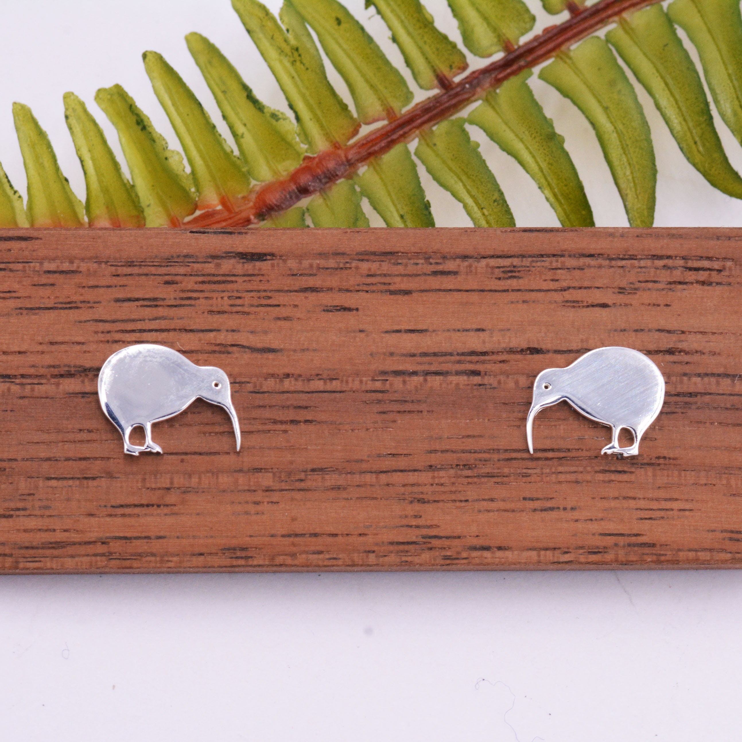 Kiwi Bird Stud Earrings in Sterling Silver Cute Fun Quirky