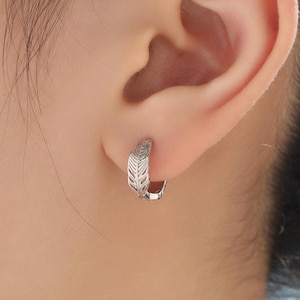 Orecchini A Cerchio Pendenti Donna In Argento 925 Con Piuma, Stile Piuma, Senza Etichetta