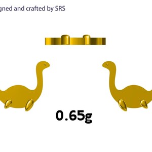 Pendientes de plata de ley con forma de dinosaurio plesiosaurio, en plata, oro u oro rosa, con el monstruo del lago Ness y Nessie. imagen 9
