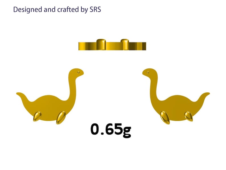 Pendientes de plata de ley con forma de dinosaurio plesiosaurio, en plata, oro u oro rosa, con el monstruo del lago Ness y Nessie. imagen 9