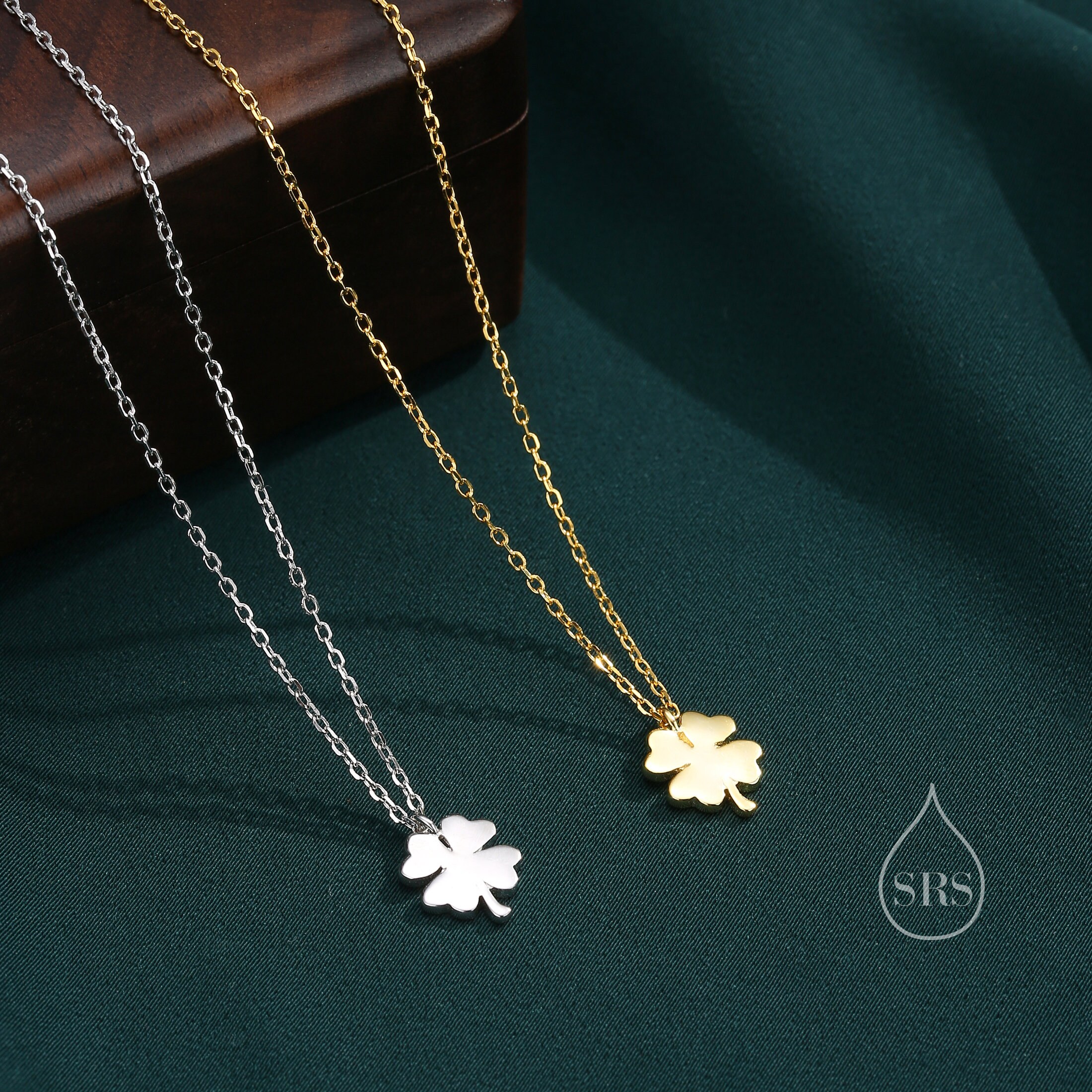 Tiny Four Leaf Clover Pendant Necklace in Sterling Silver, Silver or ...