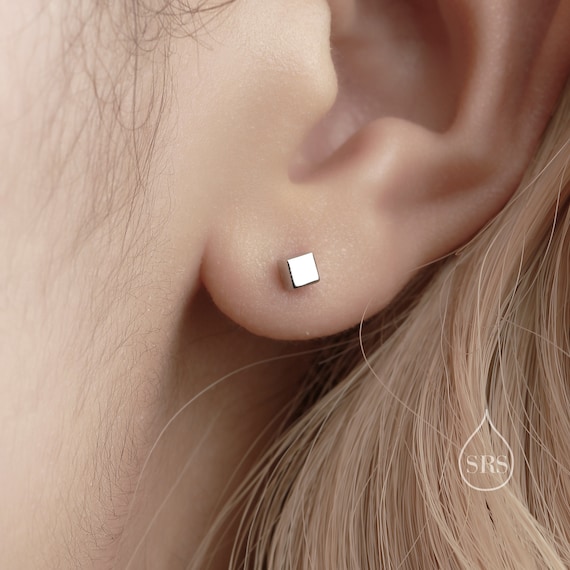 Sterling silver cube stud earrings sale