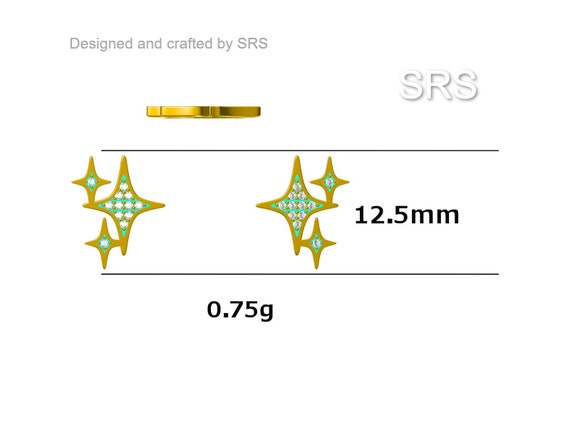 きらきら星　PR（銀箔仕様）4枚 Sparkly Stars CZ Stud Earrings in Sterling Silver, Four