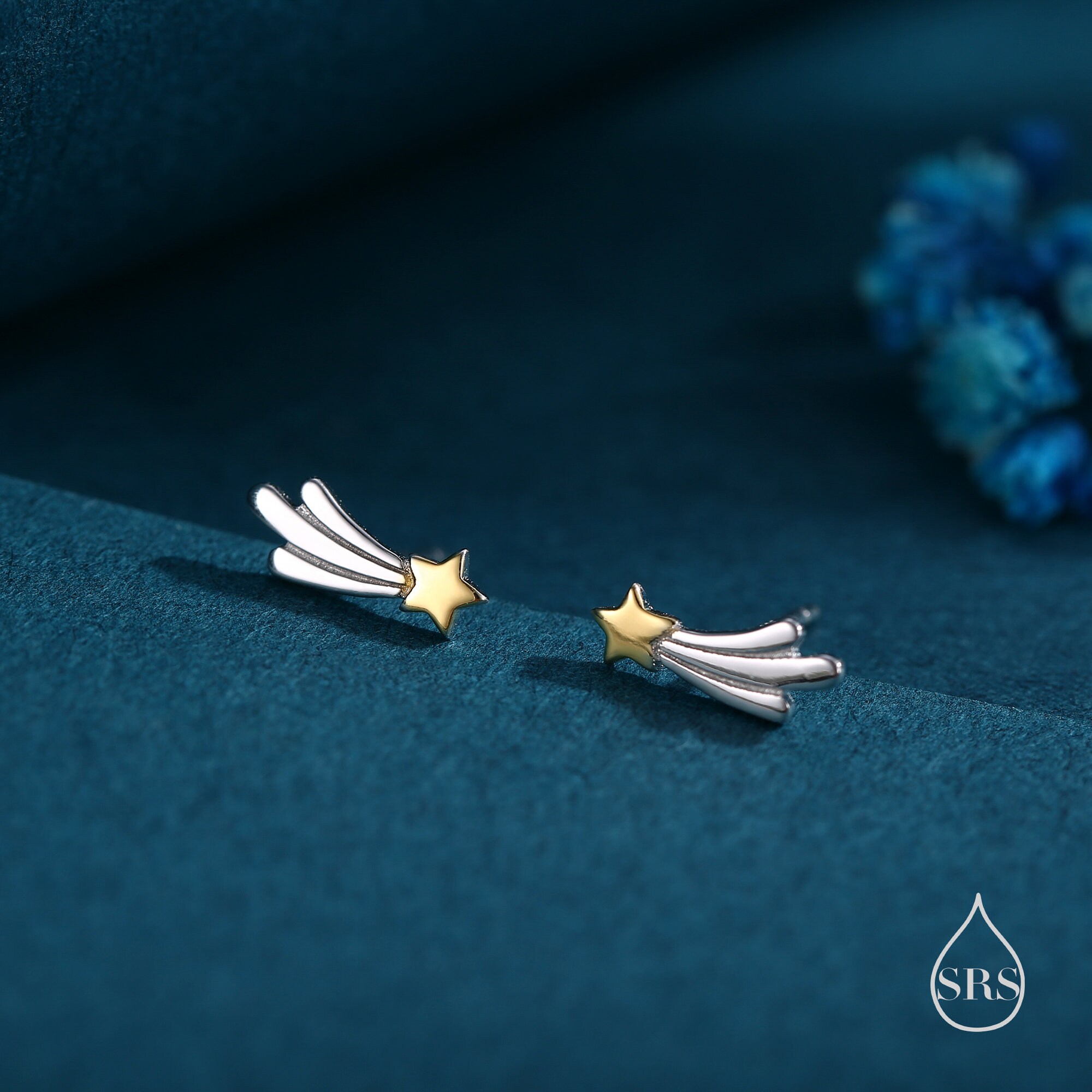 Tiny Shooting Star Stud Earrings in Sterling Silver - Star Stud, Small ...