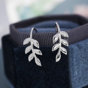 Olive Leaf Mini Crawler Earrings in Sterling Silver, Silver, Gold or Rose Gold, Olive Branch Climber Earrings, Nature Inspired Ear Climbers