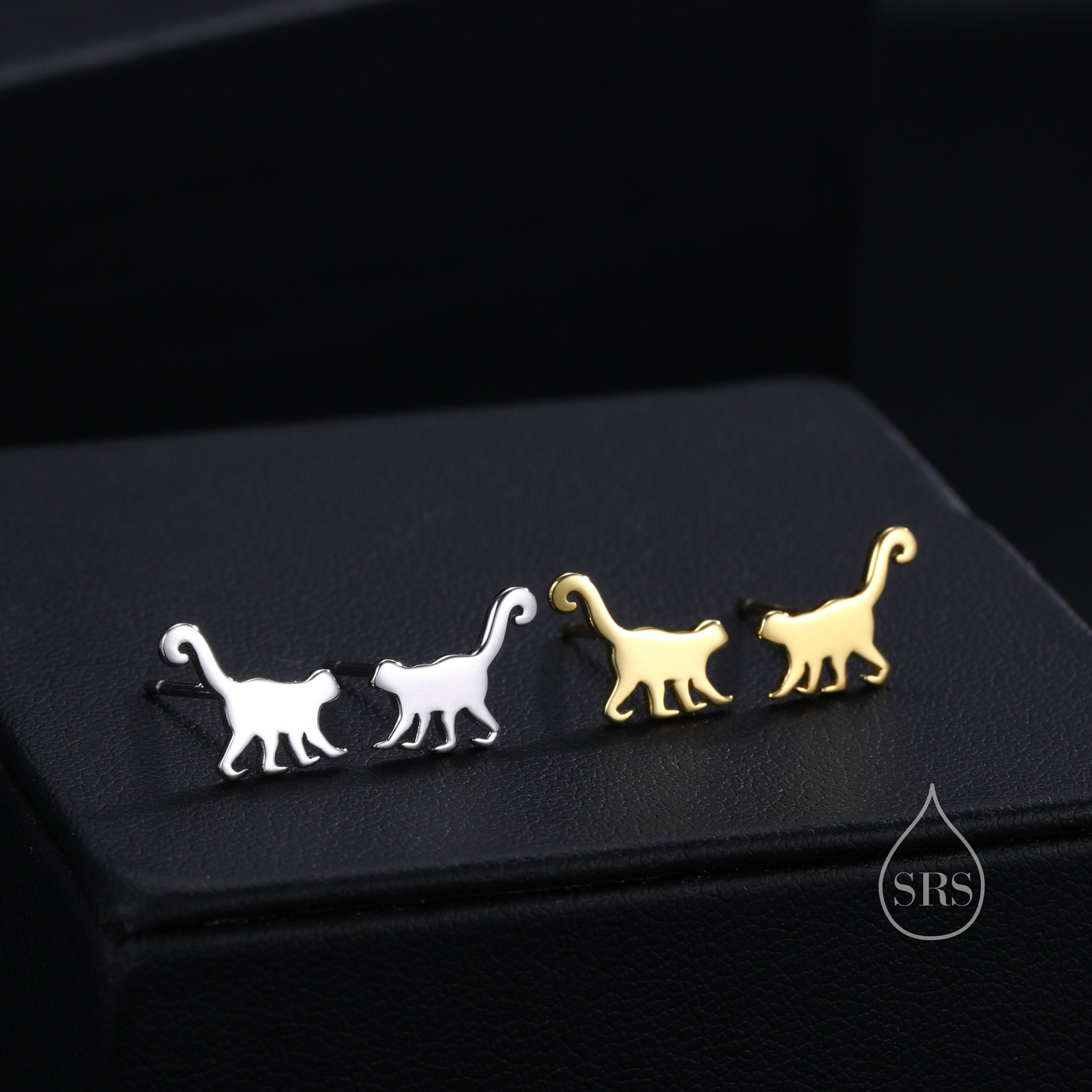 Orecchini in oro rosa e bianco 18k con scimmie in diamanti neri | GV