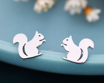 Squirrel Stud Earrings in Sterling Silver, Cute Fun Quirky, Gift for Her, Animal Lover, Nature Inspired D11