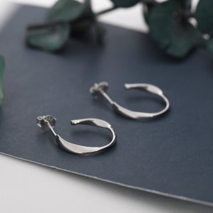 Sterling Silver Mobius Hoop Stud Earrings, Mobius Earrings, Circle Stud Earrings image 5