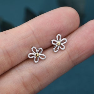 Dainty Forget-me-not Flower Stud Earrings in Sterling Silver Floral Blossom Flower Stud Earrings Nature Inspired image 2