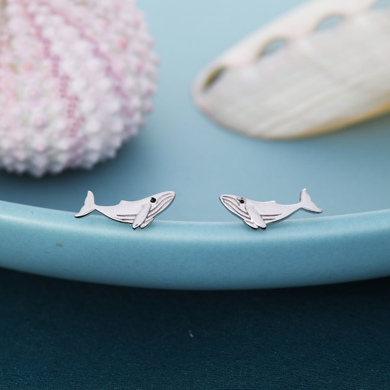 Whale Stud Earrings in Sterling Silver Whale Stud Earrings in Sterling Silver