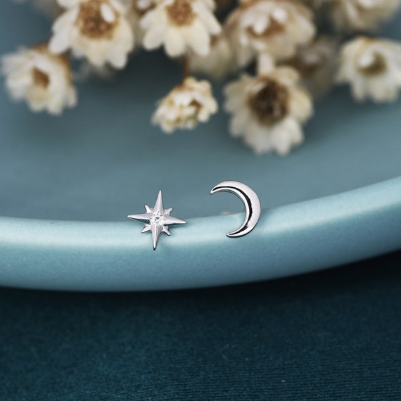 One Star One Moon Sterling Silver Earrings One Star One Moon Sterling Silver Earrings