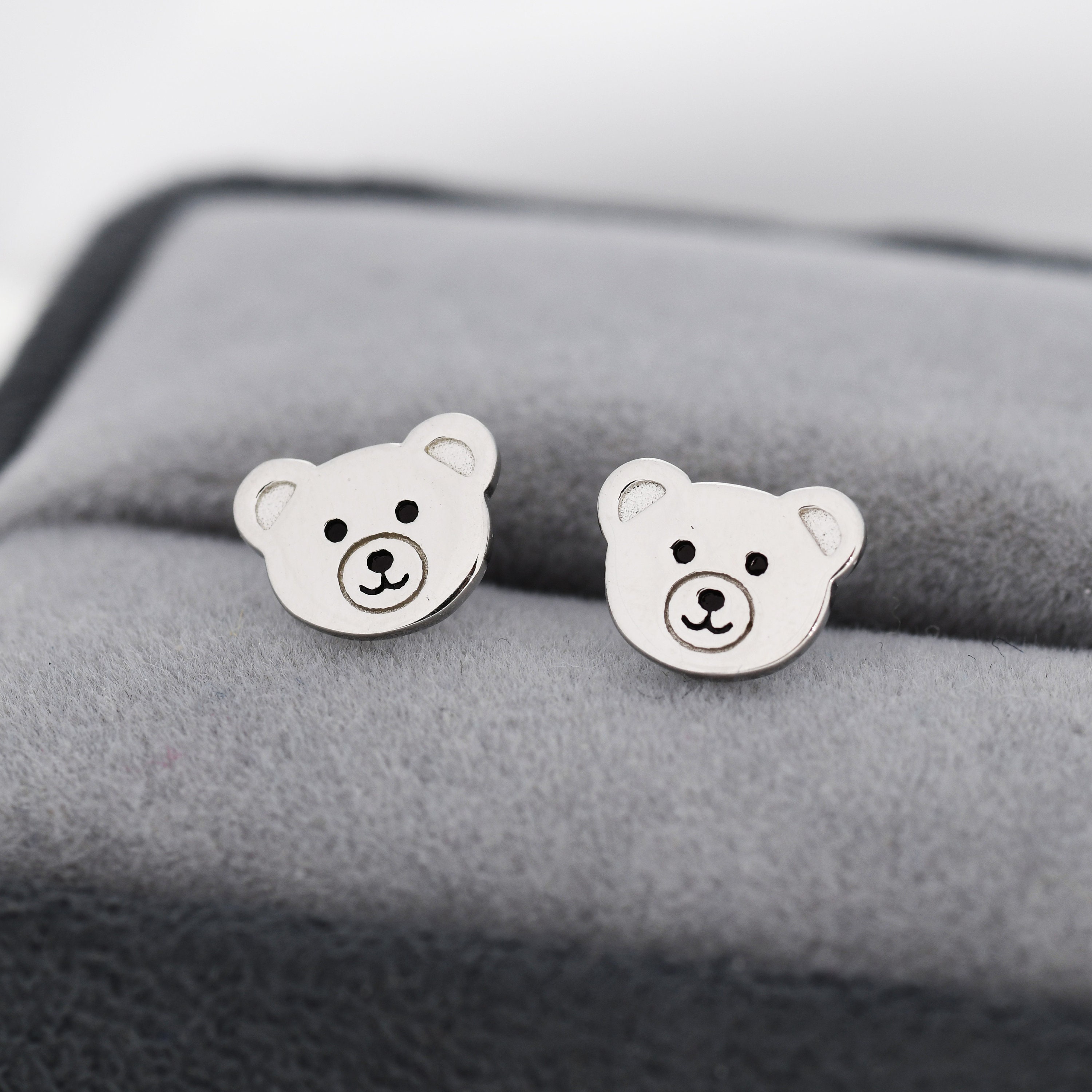 Teddy Bear Stud Earrings in Sterling Silver, Silver or Gold, Cute Gift, Teddy  Earrings - Etsy Israel