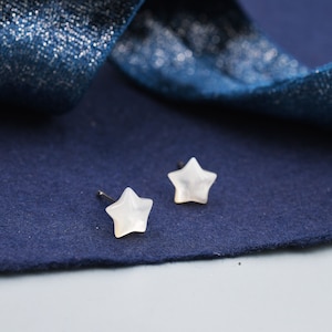 Mother of Pearl Star Stud Earrings in Sterling Silver, 5mm or 6mm,  Silver Star Earrings, Star Earrings, Pearl Earrings