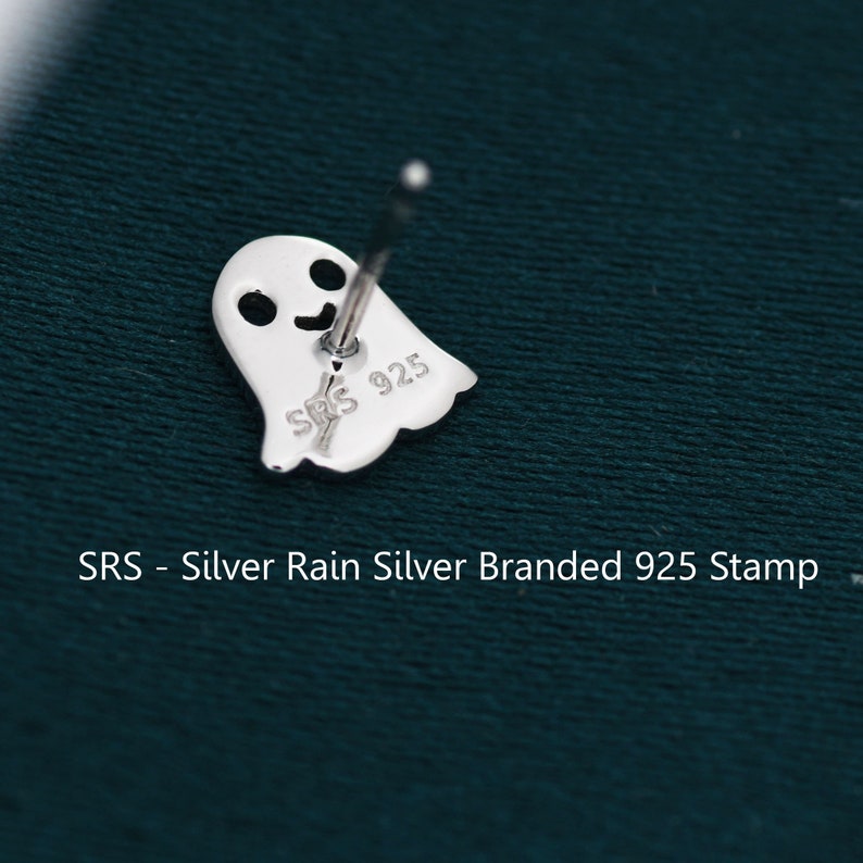 Cute Little Ghost Stud Earrings in Sterling Silver, Tiny Ghost Earrings image 4