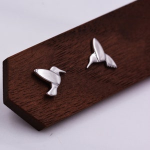 Hummingbird Stud Earrings in Sterling Silver, Bird Earrings, Nature Inspired Stud, Cute Dainty Minimal Jewellery image 5