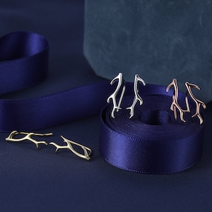 Stag Antler Crawler Earrings in Sterling Silver, Silver, Gold or Rose Gold, Stag Deer Earrings, Nature Inspired zdjęcie 8