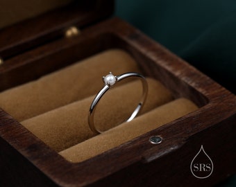 Echte kleine Süßwasserperlen Ring in Sterling Silber, Natürliche kleine Perlen Ring, Echte Perlen Ring in US 5 - 8