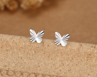 Sterlingzilveren diamantgeslepen Sunburst vlinderoorbellen