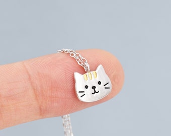 Tabby Cat Pendant Necklace in Sterling Silver, Cat Necklace,  Nature Inspired Jewellery, Ginger Tabby, Ginger Cat Necklace