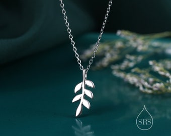 Collar colgante de hoja delicada en plata de ley, collar de rama de olivo, collar de hoja de árbol inspirado en la naturaleza
