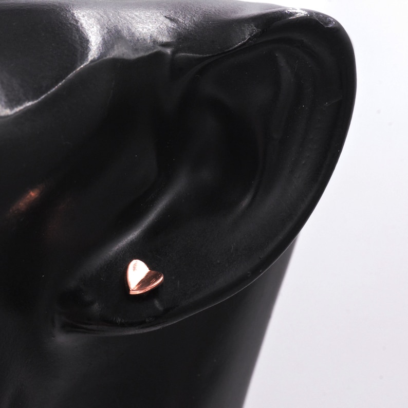 Rose Gold cartilage conch Screw Back Earrings Silver tragus K13 Small Pair of Folded Heart Stud Earrings in Sterling Silver helix