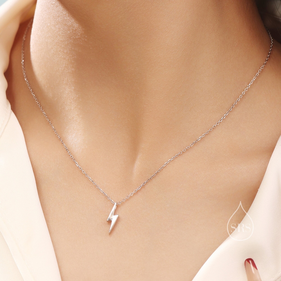 •TINY LIGHTNING BOLT• recycled silver necklace