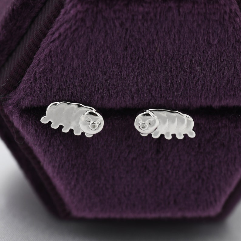 Water Bear Stud Earrings in Sterling Silver, Tardigrades Earrings, Nature Inspired Animal Earrings image 8
