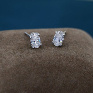 1Ct Moissanite Diamond Stud Earrings in Sterling Silver, Oval Cut Earrings, 4x6mm, Four Prong Set, Oval Moissanite Earrings image 4
