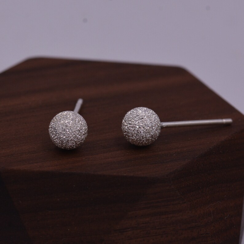 Frosted Sterling Silver Ball Tiny Stud Earrings Textured Etsy UK