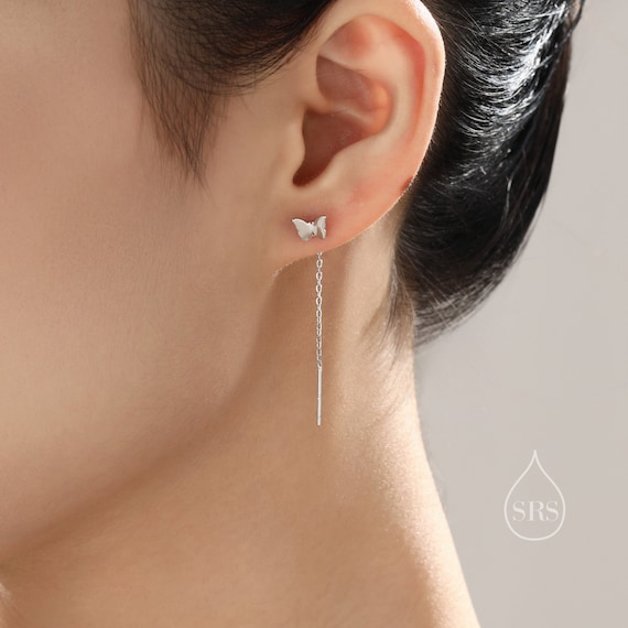 Butterfly pull through earrings discount
