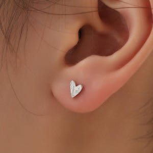 Sterling Silver Tiny Textured Heart Stud Earrings,  Extra Small Heart Stud, Silver, Gold and Rose Gold, Heart Earrings