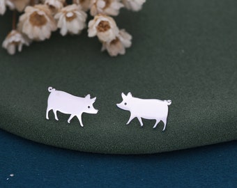 Pig Stud Earrings in Sterling Silver, Cute Fun Quirky, Jewellery Gift for Her, Animal Lover, Nature Inspired, Pigs Can Fly Stud