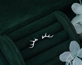Stag Deer Antler Stud Earrings in Sterling Silver - Cute, Fun, Whimsical and Pretty Jewellery