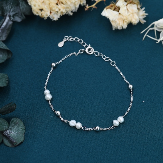 Rainbow Satellite Bead Anklet Ankle Bracelet Adjustable Sterling Silver Rainbow Satellite Bead Anklet Ankle Bracelet Adjustable Sterling Silver