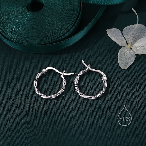 Sterling Silver Braided Huggie Hoops, Twist Hoops, Silver or Gold, Intertwining Hoop Earrings, Dainty Huggie Hoops Earrings, Mobius Hoops