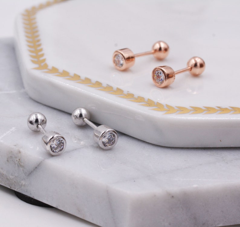 Small Pair of CZ Crystal Stud Earrings in Sterling Silver Etsy UK