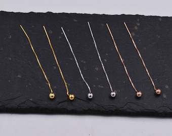 Sterling Silver Ball Earrings Ear Threaders/ Earthreads/ Threader Earrings/ Geometric Earrings/ Minimalist Design Gold and Rose Gold