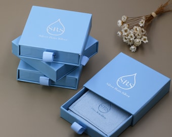 Add on-Elegant Blue Gift Box(6.5cm*6.5cm*1.8cm)- with SRS Logo - Jewelry Packaging Box - Perfect for Special Occasions or Jewelry Gifts