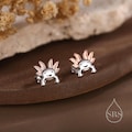 Tiny Cute Axolotl Stud Earrings in Sterling Silver, Tiny Earrings - Pet Lover - Cute, Fun, Whimsical