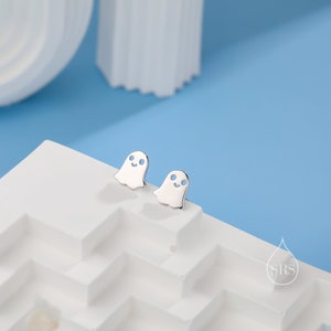 Cute Little Ghost Stud Earrings in Sterling Silver, Tiny Ghost Earrings image 7