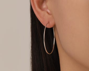 Pendientes de aro grandes extrafinos de plata de ley